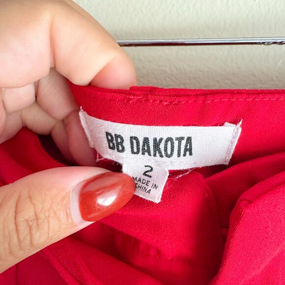 BB Dakota Red Wide Stride Wide-Leg Tie Detail Pants - Size 2 - Picture 4 of 11
